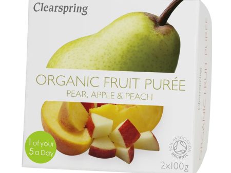 Clearspring Organic Fruit Puree Pear Apple Peach (2x100g) Hot on Sale